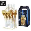24 Pieces Luxury Tableware Cutlery Set Stainless Steel Tableware Set Gold Tableware Set Knife Fork Spoon Dishwasher Tableware