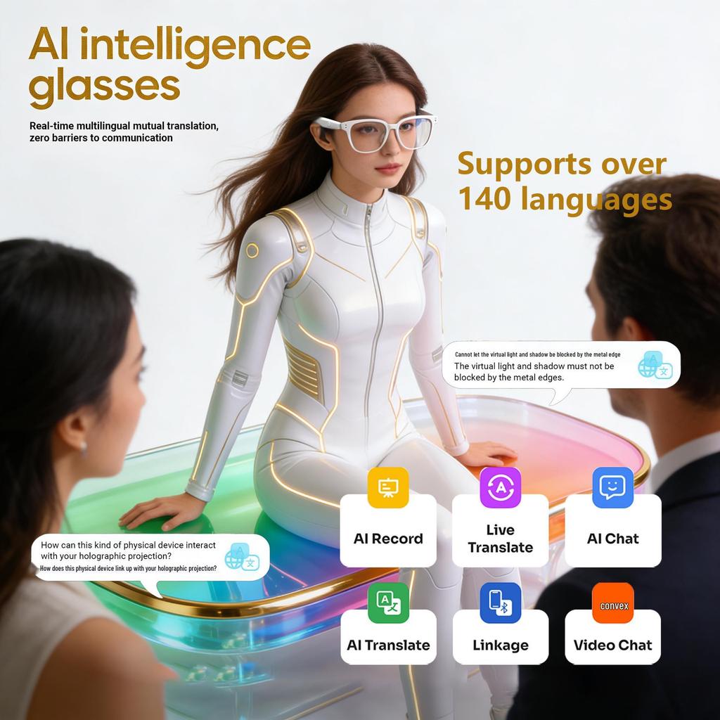 Smart AI Bluetooth Sunglasses: Real-time Translation in 100+ Languages, Music & Calls