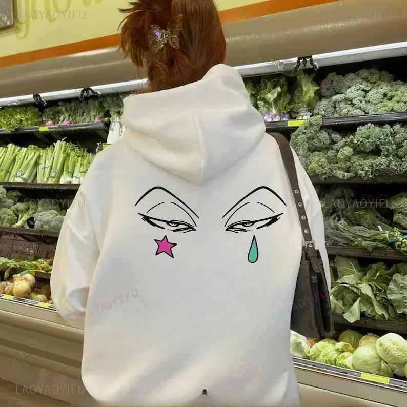 Joker Clown Eyes Tattoo Raindrop and Star Backside Hoodie Heavy Outerwear Inspired Design Streetwear Women Autumn Long Sleeve