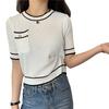 Moda Qizlar Mayin Shamli Xarakter Dumaloq Bo'yinli Trikotaj Toplar Ayollar Kundalik Yozgi Zarur Qulaylik va Usul Slim Fit Pulloverlar Maykalar