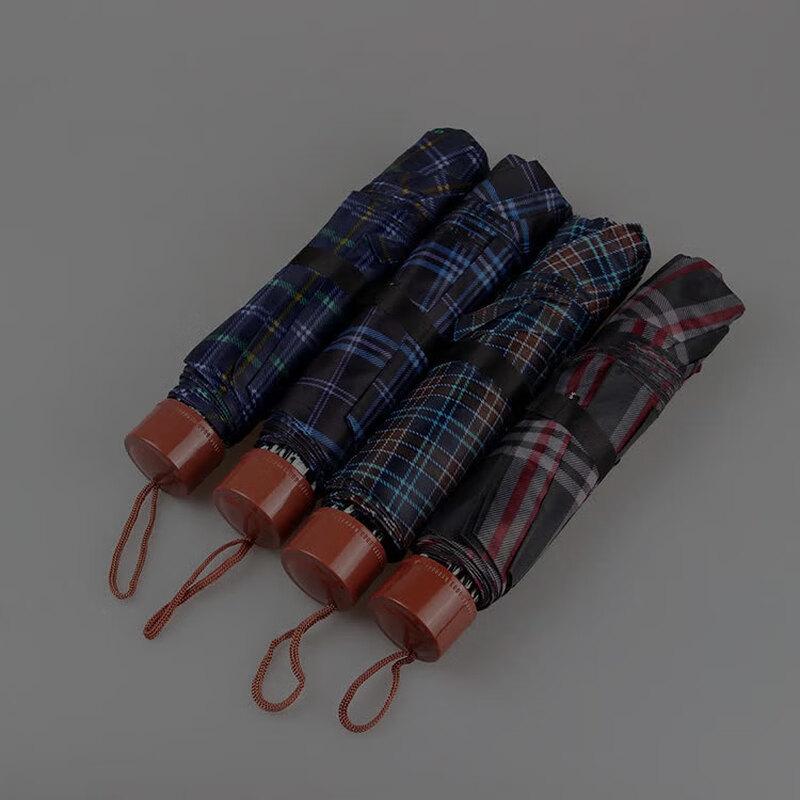 Compact Portable Three-Fold Plaid Umbrella