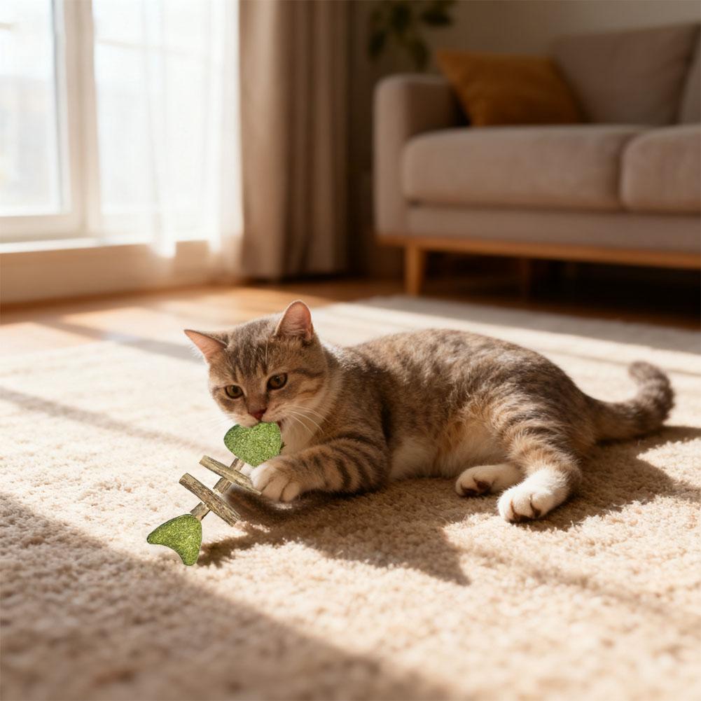 Cat Toys Silvervine Catnip Fish Bone Chew Stick Simulation Fish Teeth Cleaning Stick Catnip Ball Teaser Wand