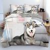 3D Dog King Queen Duvet Cover Funny Puppy Bedding Set For Kids Teens Adults Lovely Pet Animal Black 2/3pcs Polyester Quilt Cover