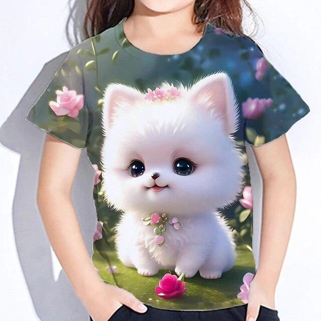 Cute Furry T-shirts Girl 3d Print Animals Kids Tops Autumn Korean Children's Clothing Child Tee Shirt Fashion 23 Style