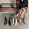 Остроносые тонкие каблуки эластичные тонкие ботильоны женские осенне-зимние новые ботинки универсальные с задней молнией короткие ботинки