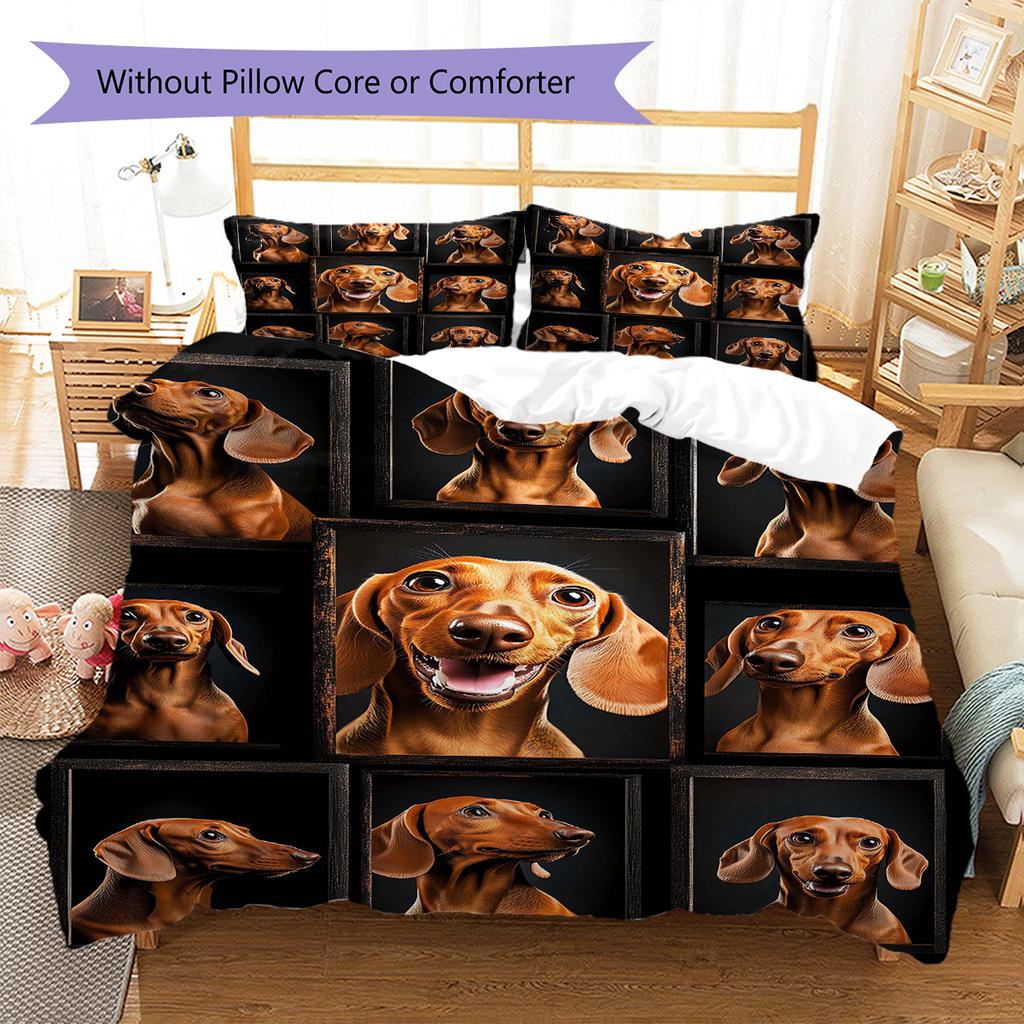 Bull Dogs Pattern Bedding Quilt Set Quilt Cover Pillowcase Home Decoration Gift (1 * duvet cover + 2 * pillowcase, without core)