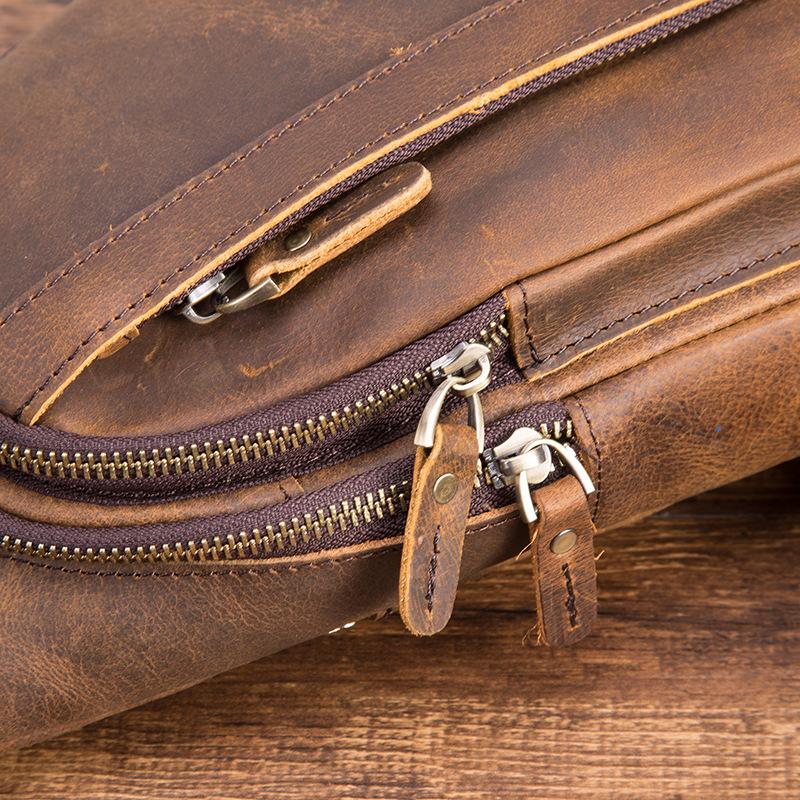 Мужская кожаная повседневная модная треугольная сумка на ремне на груди, коричневая дорожная дизайнерская сумка на одно плечо, мужская сумка через плечо