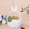 Плетеная корзина из бумажной веревки с ушками кролика для хранения игрушек Стильная ручная корзина для цветов Держатель для фруктов для пикников