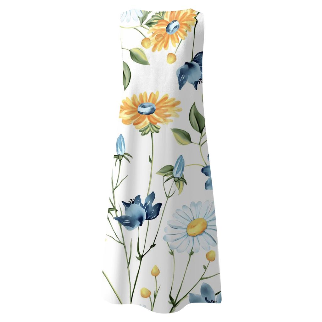 Модные женские платья-туники с v-образным вырезом и цветочным принтом без рукавов, платье-футболка больших размеров