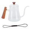 Coffee Kettle Pour Over High Borosilicate Glass Heat Resistant Round Wood Insulated Handle