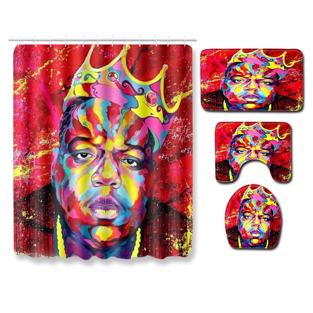 Shower Curtain Floor Mat Set African Woman E-Commerce Bathroom Carpet