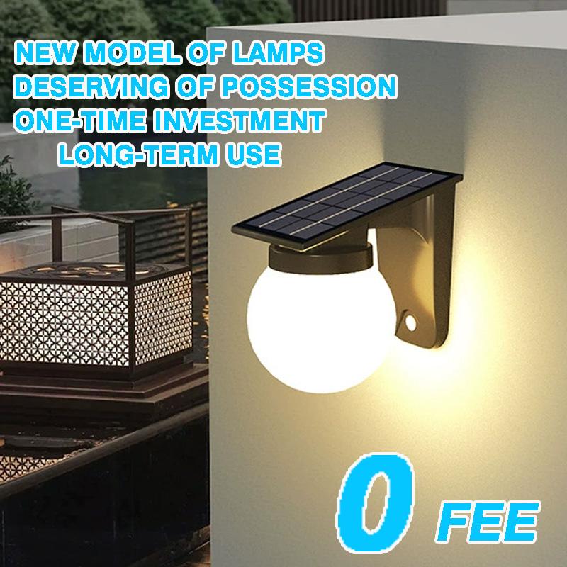 Sphere-shaped IP65 LED Solar Wall Lamp with Light Sensor High Brightness 360 Beam Angle for Garden Use