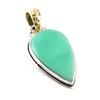 Natural Chrysoprase Gemstone 925 Sterling Silver Two Tone Pendant 1.4'' Z9i90