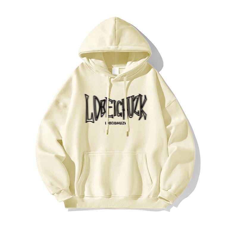 Мужская толстовка с флисовой подкладкой в американском ретро-стиле, Осень/Зима 2025, Тяжелая, Трендовая верхняя одежда.