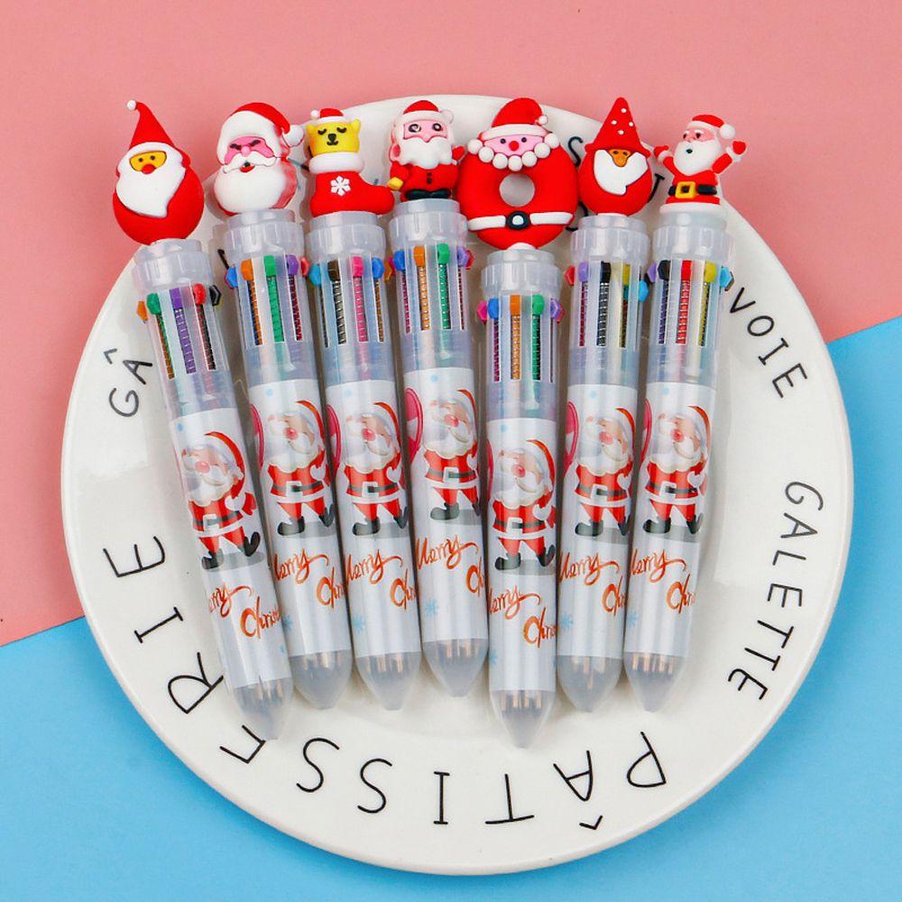 Decor Deer Elementary School Xmas Tree Christmas Ballpoint Pen Santa Claus Stationery Six Color Pen