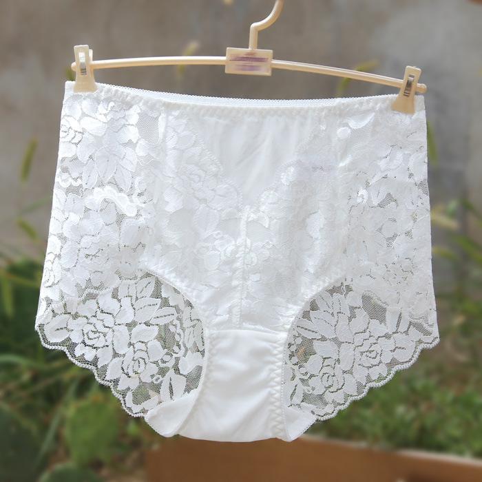 Ladies Mesh Panties High-waist Seamless Lace Underwear Briefs Transparent Silk Women Cotton Health Knickers Lingerie XXXL
