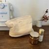 Woven Fabric Makeup Bag for Women Solid Color Toiletry Storage Bag Elegant Beauty Case  Travel