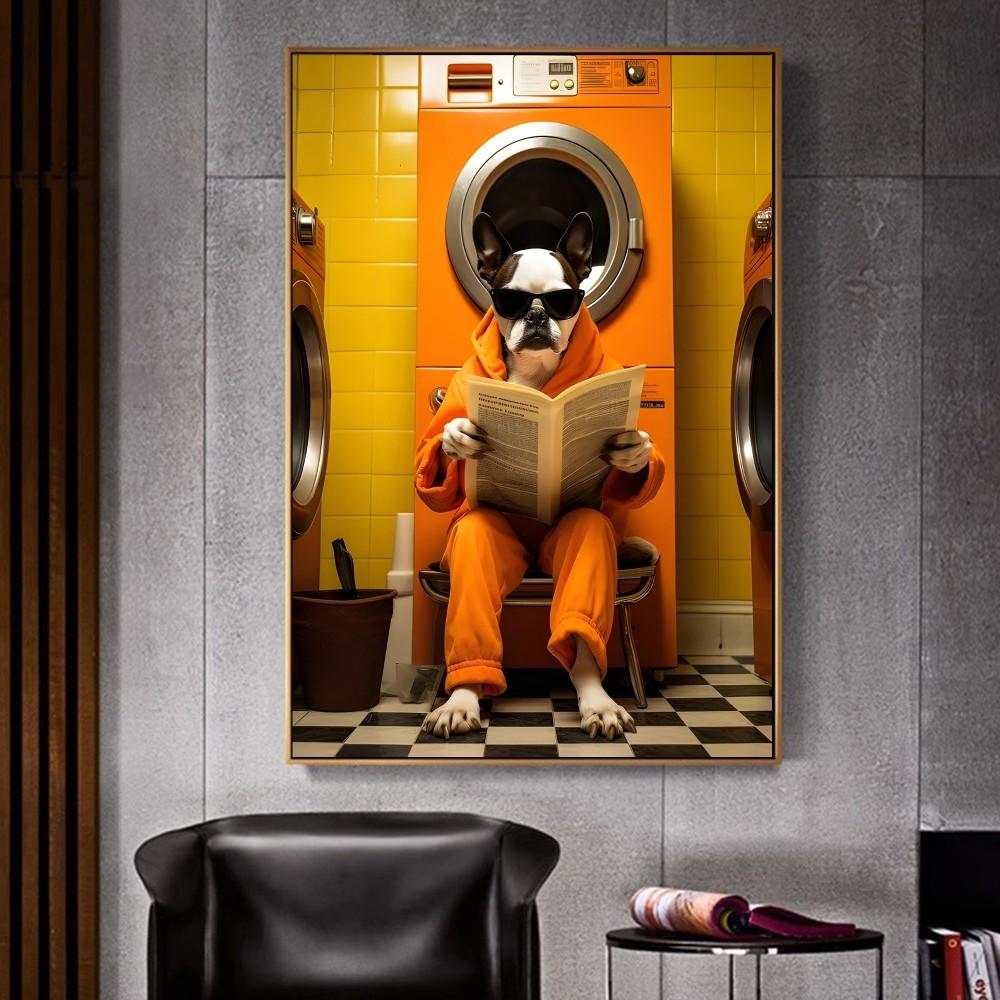 Шимпанзе, кошка, собака, жираф, животное, идущее в туалет. Плакат для домашнего интерьера, украшения. Высококачественная бумага. Плакат для настенного исследования. Домашняя гостиная.