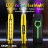 Slim EDC Flashlight Dual Direction Metal Clip Magnetic Body Three Light Modes RGB Laser Pointer 7 Color Changing Function Gift