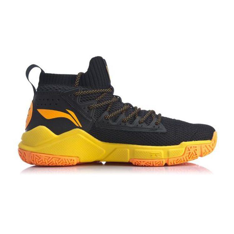 Li Ning Wade Fission 5 Амортизация Скольжение Низкие Баскетбольные Кроссовки Мужские Черно-Желтые ABAP027-4