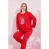 Красный рождественский тематический вязаный пижамный комплект больших размеров с принтом размера «king-size» 7788