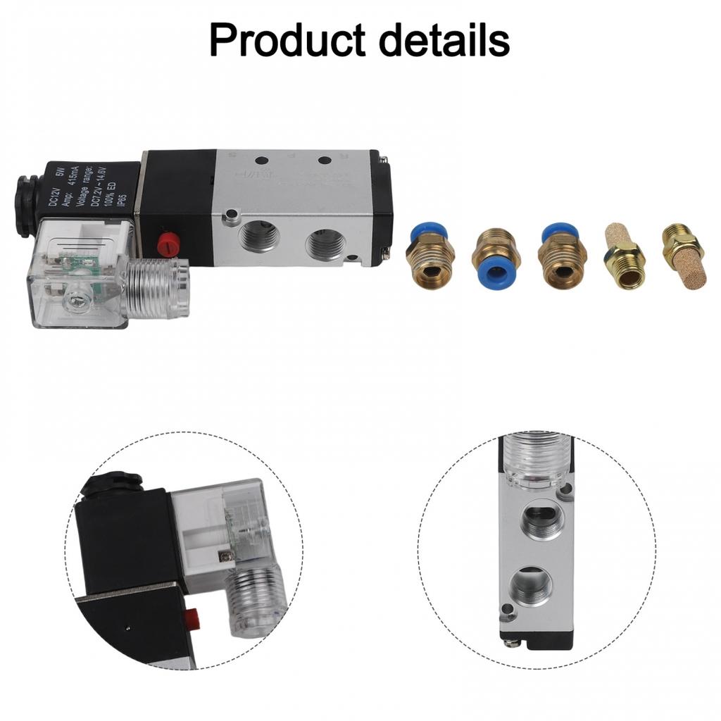 Connector Diameter 1/4 Inch DC 12V Valve Pneumatic Valve Solenoid Valve