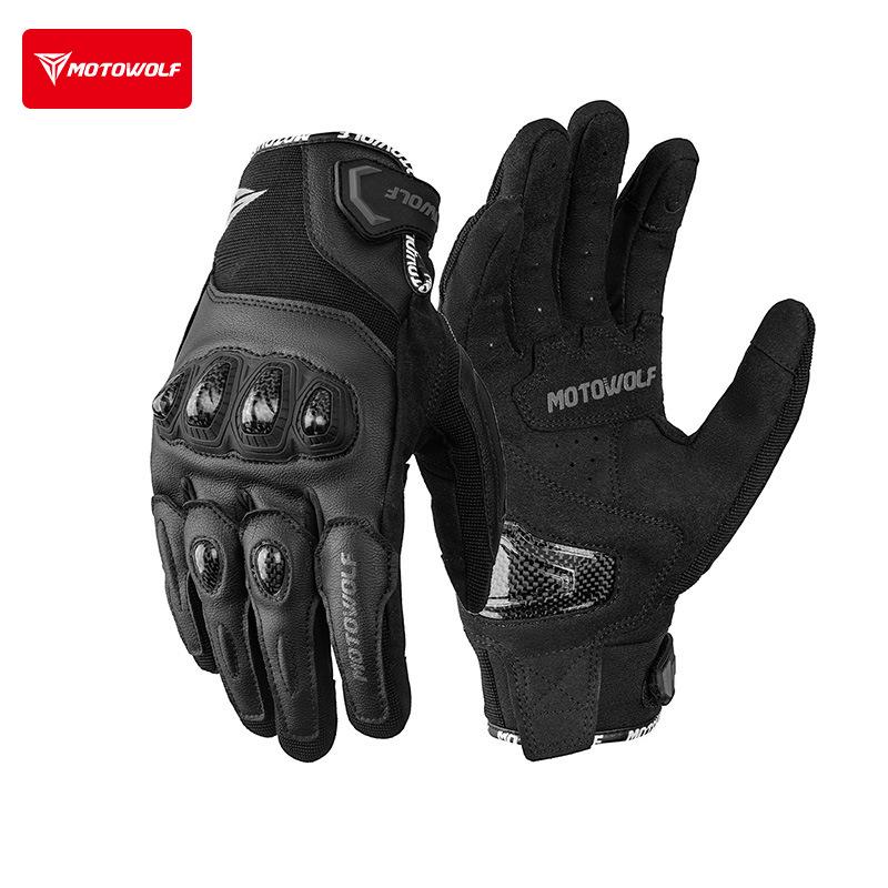 Carbon Fiber Motorcycle Gloves, Touchscreen & Breathable, All-Season Comfort, Protective Gear