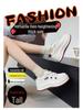 Women's Thick-Soled White Leather Sneakers - 2025 Spring Fashion, Height-Enhancing, Versatile, Casual Sports/Board Shoes