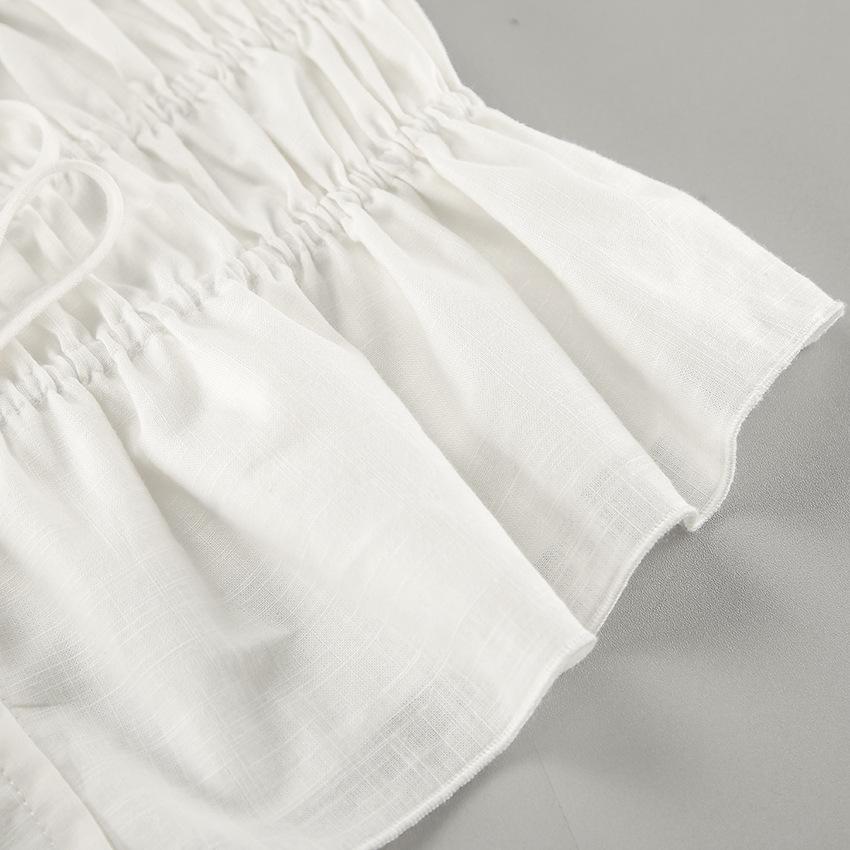 Элегантный однотонный комплект из двух предметов из хлопка и льна, женский сексуальный укороченный топ + широкие брюки, женский комплект из 2 предметов