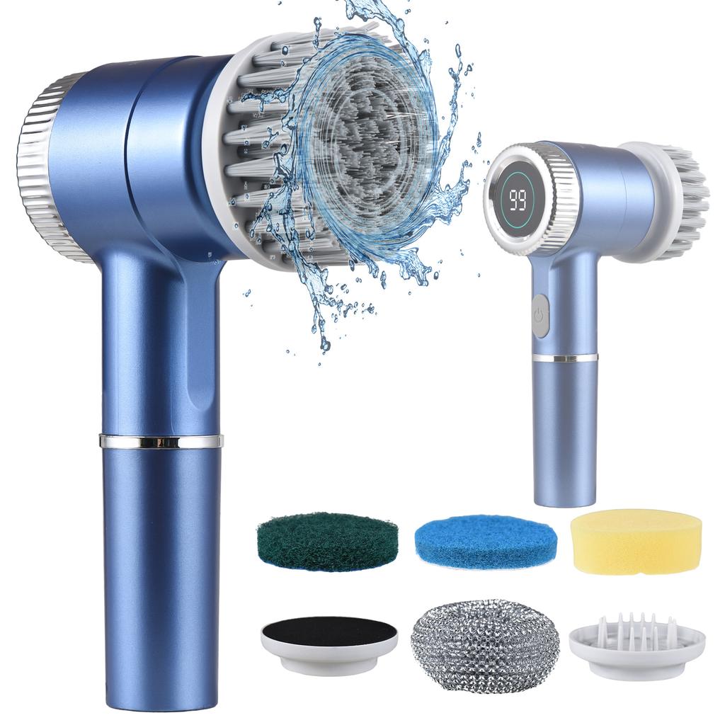 Набор электрических чистящих щеток, портативный беспроводной электрический вращающийся скруббер, водонепроницаемый, 3 скорости, цифровой