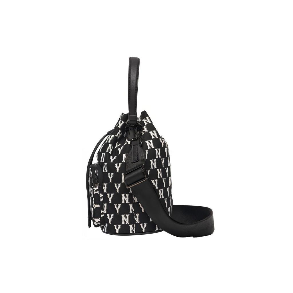 New MLB Monogram Collection Polyester Bucket Bag Handbag Shoulder Bag Crossbody Bag Regular Unisex Black 3ABMS012N-50BKS
