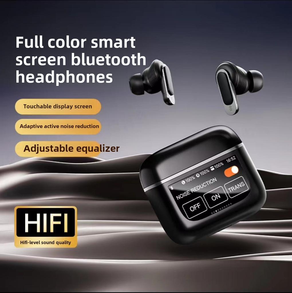 ANC Active Noise Reduction Wireless Bluetooth Headset Ultra Long Life Intelligent Color Screen LED Touch