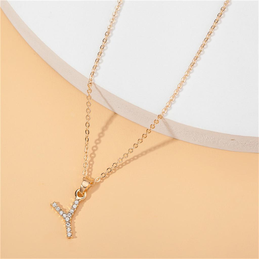 26 Letter Necklace Gold Necklace Female DIY Pendant With Diamond Clavicle Chain