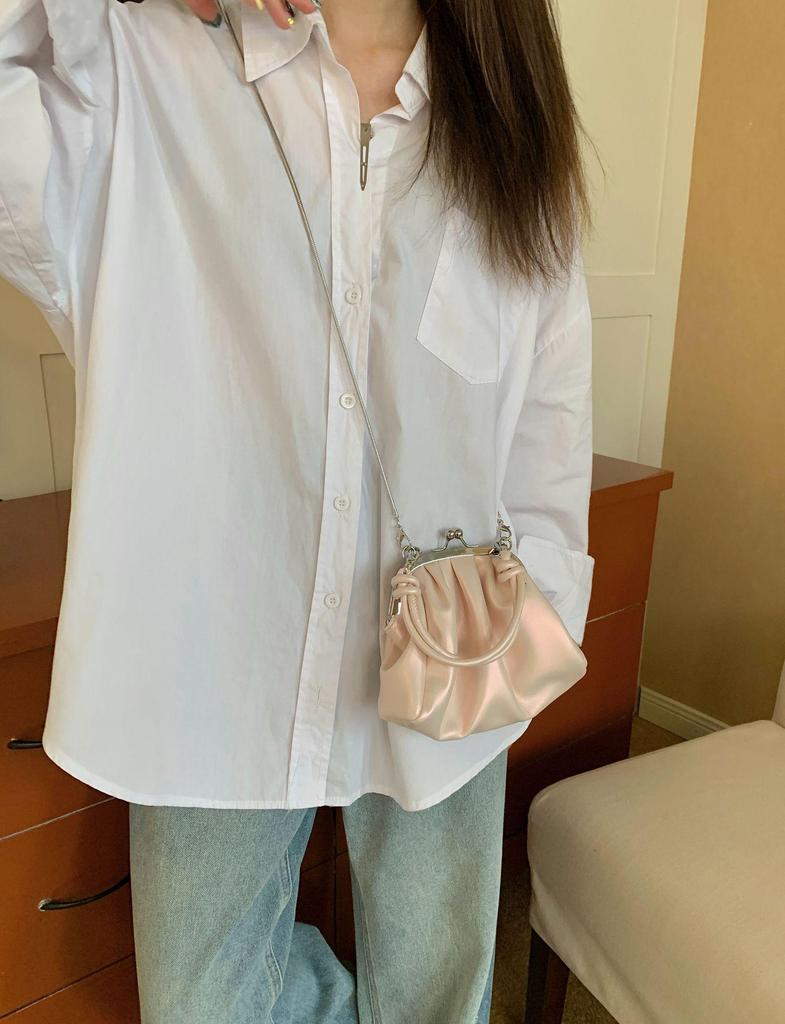 Высококачественный текстурированный плиссированный мешок для пельменей: Сумка-цепочка Sweet Girl Handheld через плечо