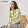 Женская полосатая футболка-поло из смесовой шелковой пряжи тутового шелка Kemengboka