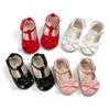 Обувь для новорожденных, обувь для девочек, обувь из искусственной кожи с бантом и резиновой подошвой, Нескользящие модельные туфли, обувь для малышей, обувь для кроватки для малышей