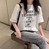 Новая летняя корейская версия свободная футболка с короткими рукавами с буквенным принтом женская студенческая верхняя женская одежда модная