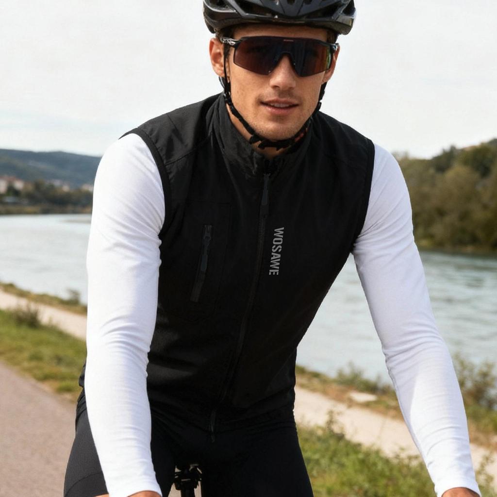 Cycling Vest WOSAWE Men's Bicycle Vest Lightweight Racing Gilet Team Cycling Sleeveless Jackets