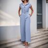 Новый женский повседневный комбинезон для поездок на работу с воротником-стойкой и безрукавкой