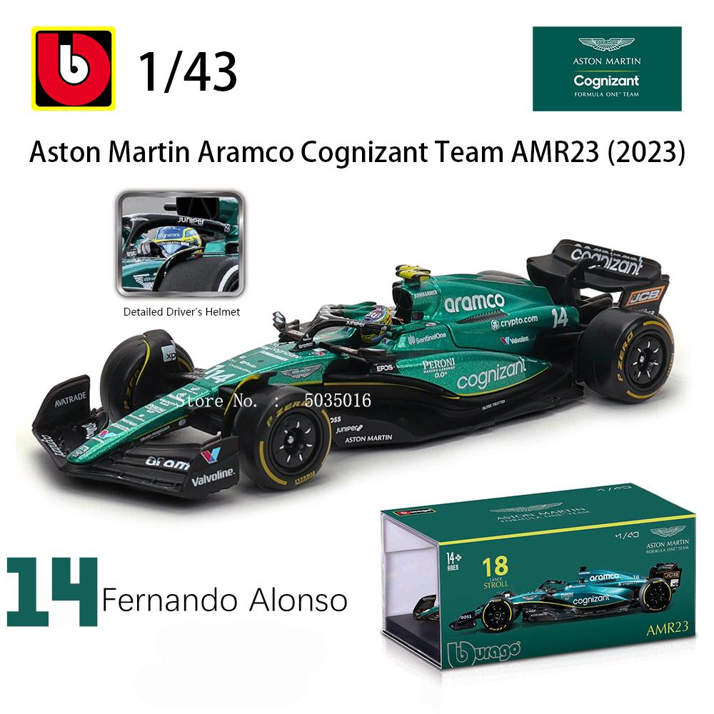 Ббураго 1:43 2023 F1 Aston Martin №14 Фернандо Алонсо №18 Лэнс Строллович Сплав Люксовая Литая Модель Автомобиля Серия Игрушек