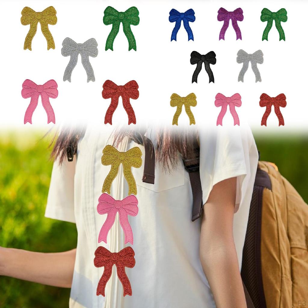 Bow Embroidered Patches Iron on Novelty Portable Diy Sew Decorative Appliques for Jeans