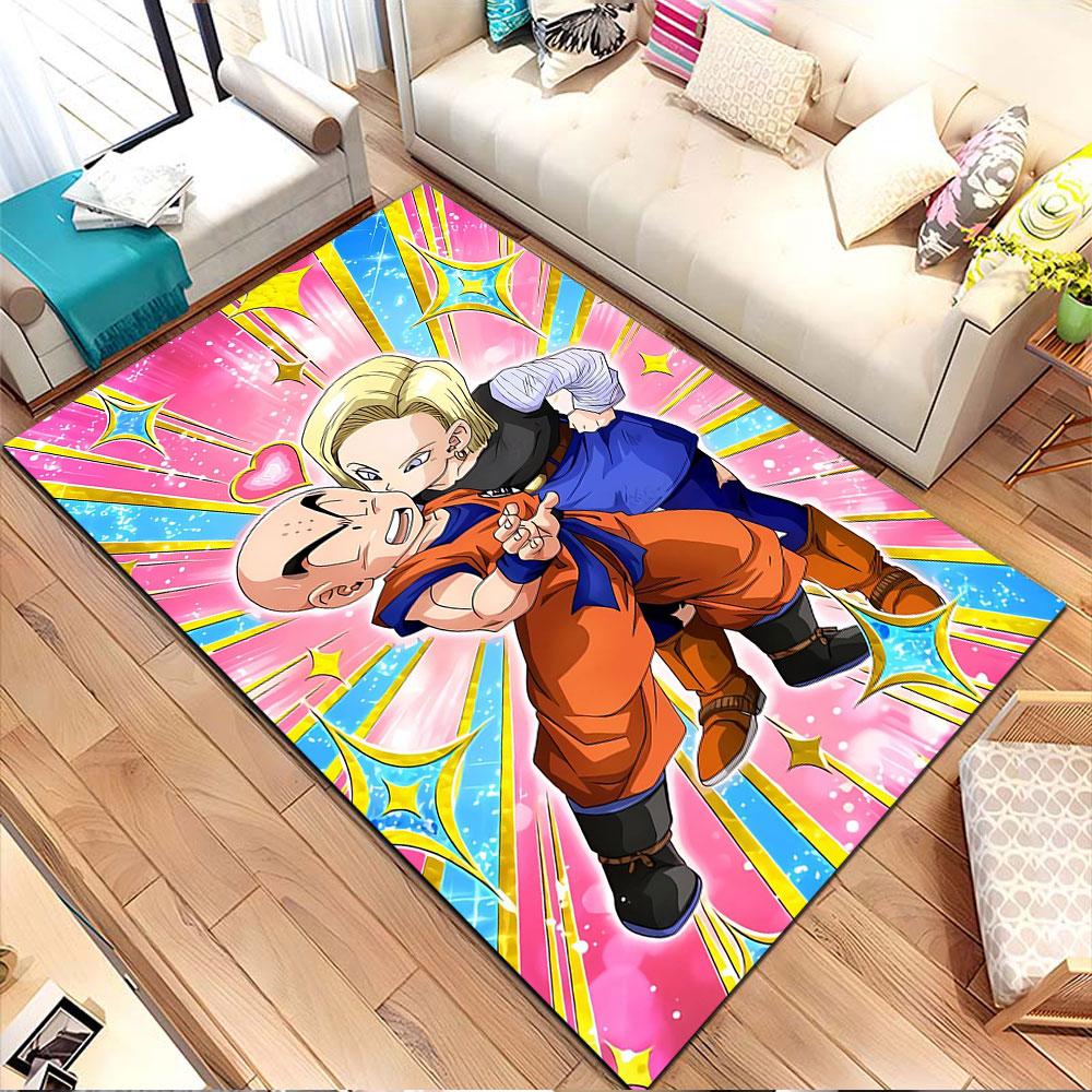 Romantic Anime Couple with Vivid Background Patterned carpet, non slip mat suitable for living room and bedroom sofas