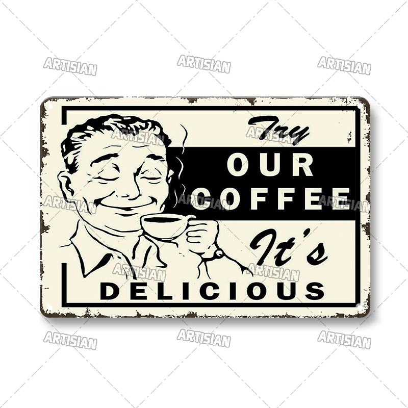 Винтажный кофейный металлический жестяной знак, декоративная тарелка, ретро-постер для чаепития, домашний бар, кафе, промышленный декор, старые настенные металлические знаки