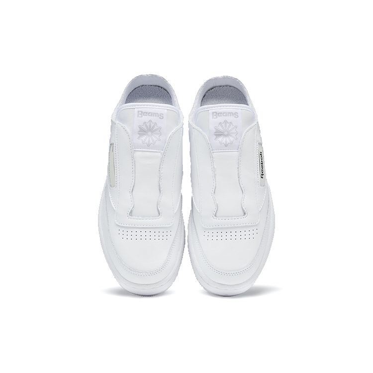 BEAMS x Reebok Club C Laceless Mule Белые Холодный Серый Унисекс Кроссовки Обувь-Белый Холодно-Серый-2 GX3853