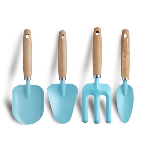 4Pcs/Set Kids Gardening Tools Set with Sturdy Wood Handles, Children Garden Shovels And Hand Rake for Boys And Girls, Child-Safe Planting