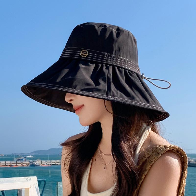 Summer Fashion Sun Hat For Women With Large Brim Breathable Polyester Sunshade Casual Outdoor Travel