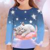 Autumn Children 's Clothing For Girls Animal Cat T Shirt Long Sleeve 3d Print Spring Kids 3-12 Years Clothes Cute Tee Tops