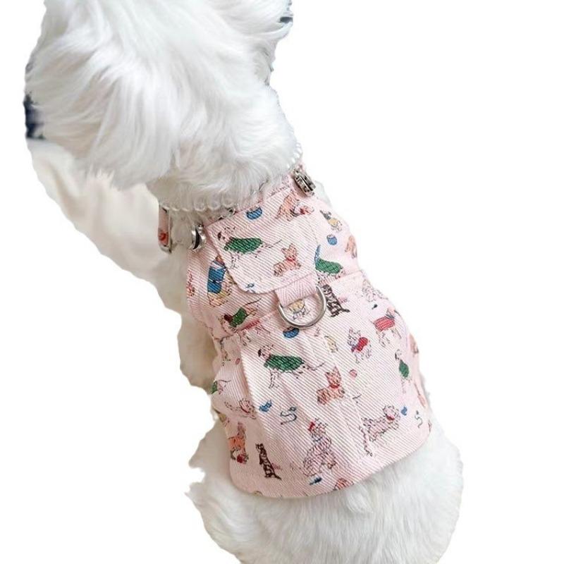 Pet Clothes Dog Spring and Summer Strap Skirt Can Be Towed Small Dog Yorkshire Than the Bear Maltese Fiber Cute