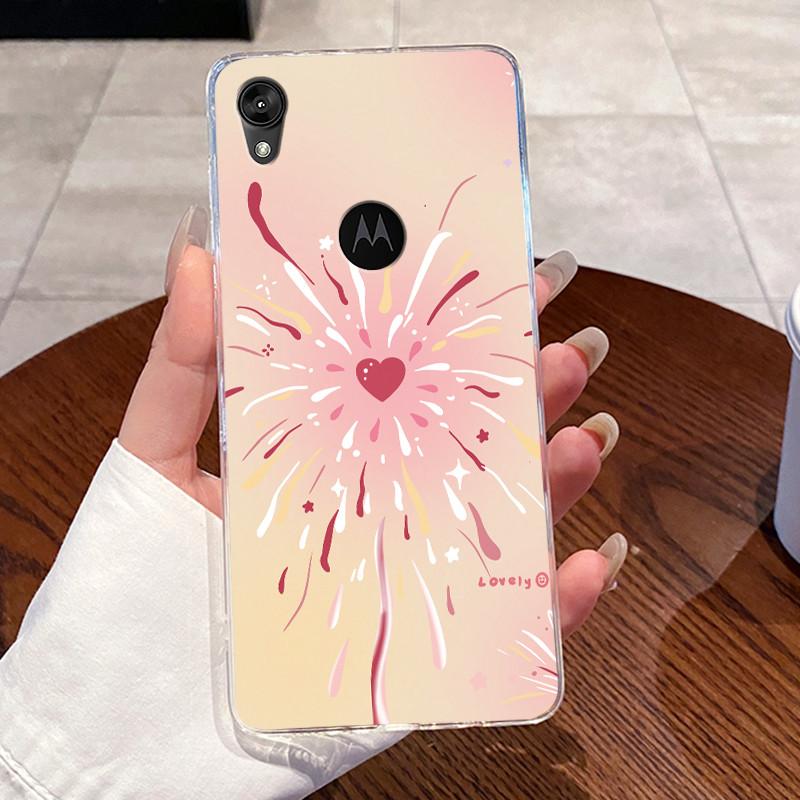 Jelly Casing For Motorola Moto E6 Fundas MOTOE6 Capa Clear Silicone Soft TPU Back Cover Cute Cat Rabbit Heart Protective Case