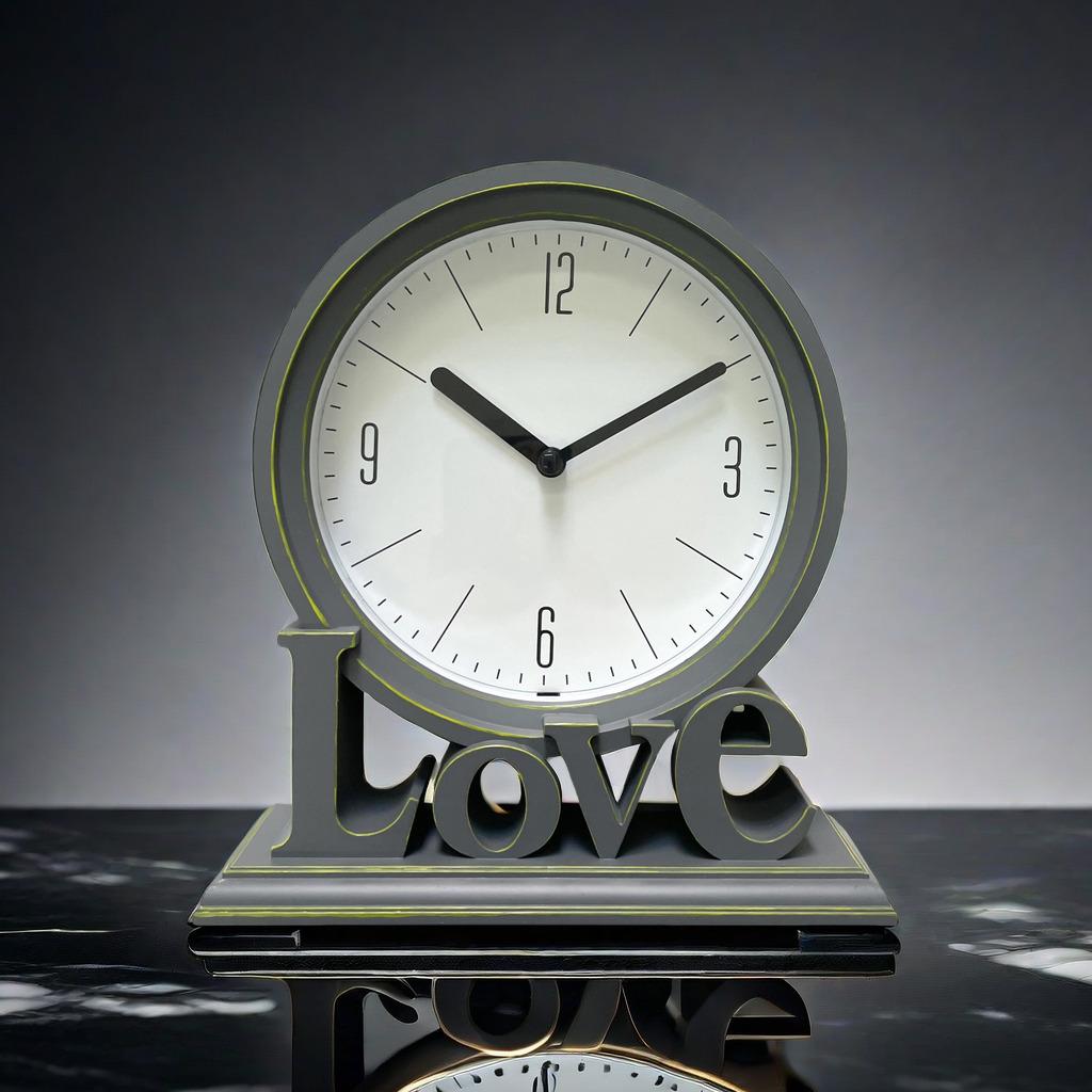 Круглые настольные часы в европейском стиле, каминные часы, не тикающие, декоративные настольные часы Love для офиса, гостиной, спальни, фермерского дома